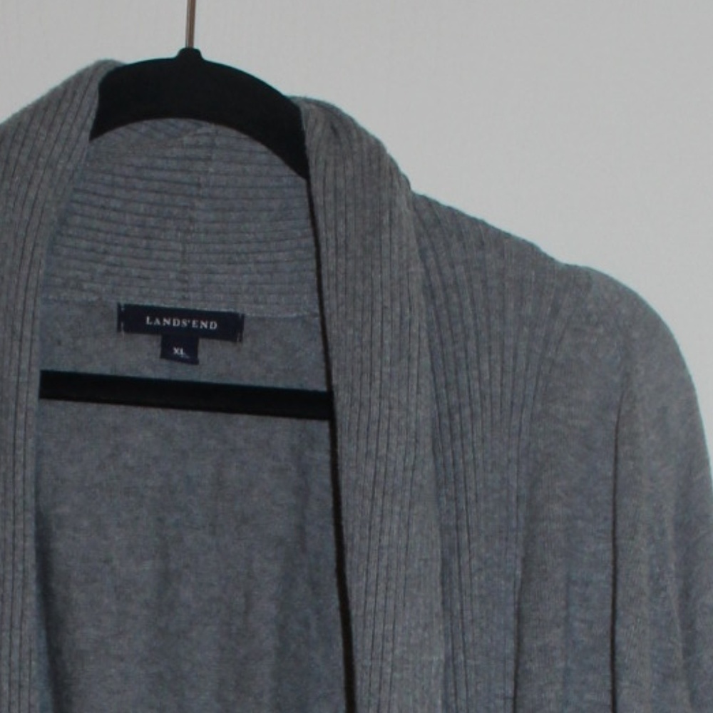 Gray Land's End Cardigan Sweater